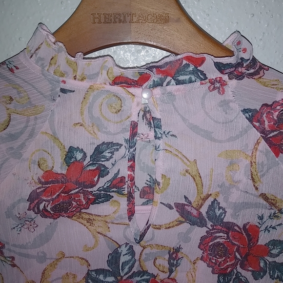 Art Class XL Girls Long Sleeved Pink Red Roses Layered Dress Kids - Picture 6 of 10